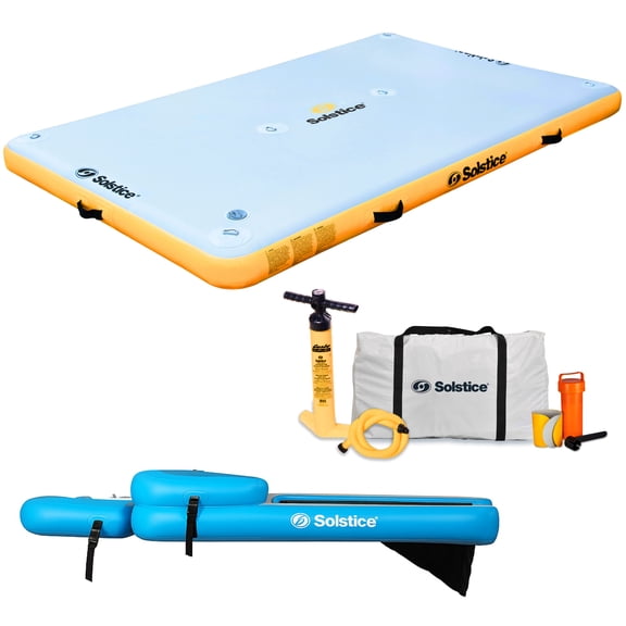 Solstice 8 x 5 Ft Inflatable Floating Dock Platform & Original Pup Plank Dog Float