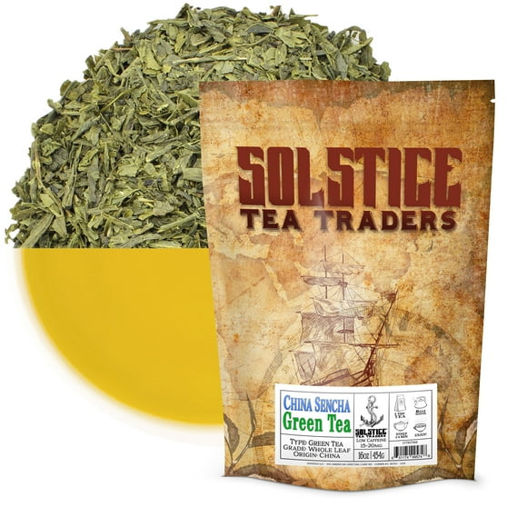 Solstice Loose Leaf Sencha Green Tea, 1 LB, Bulk 16-Ounces Japanese Style Green Sencha Tea - Approx 200+ Cups