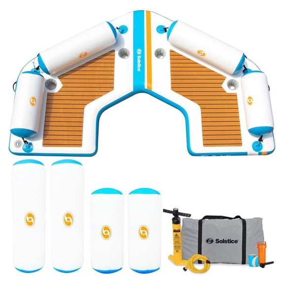 Solstice Original Inflatable Floating C-Dock Platform 11' Water Mat Lounger