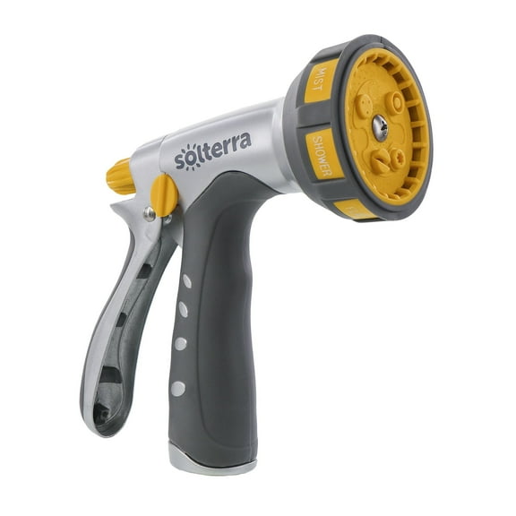 Solterra Series 7-Pattern Garden Hose Nozzle with Rear Trigger, Gray
