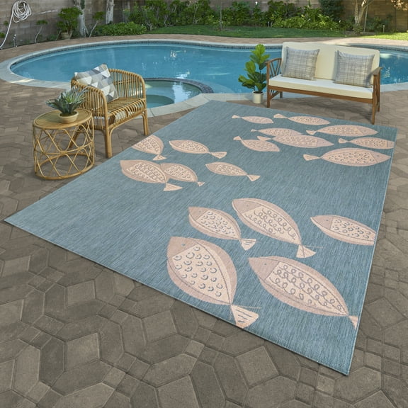 Solterra Marea Indoor/ Outdoor Polypropylene Oasis Flat Weave Area Rug, 6x9