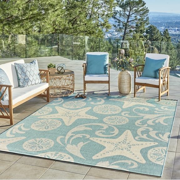 Solterra Marella Indoor/ Outdoor Polypropylene Oasis Flat Weave Area Rug, 5x8