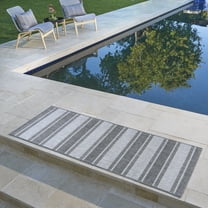 Solterra Renzo Indoor/ Outdoor Polypropylene Gray Flat Weave Area Rug, 2x6