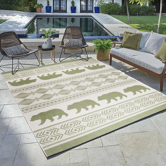 Solterra Timberline Indoor/ Outdoor Polypropylene Palm Flat Weave Area Rug, 5x8