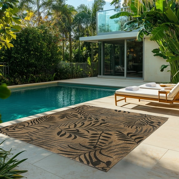 Solterra Tula Indoor/ Outdoor Polypropylene Chestnut Flat Weave Area Rug, 8x10