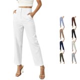 Solthread Womens Ankle Dress Pants High Waist Tailored Straight Leg ...