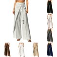 Solthread Womens Wide Leg Dress Pants High Waist Self Tie Pleated Front ...