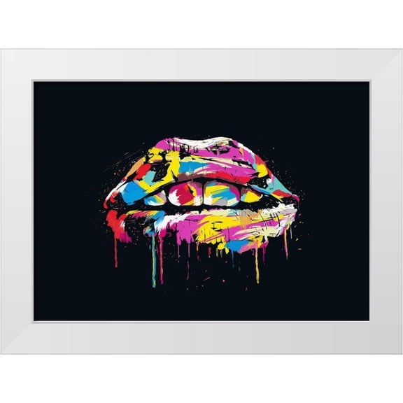 Solti, Balazs 14x11 White Modern Wood Framed Museum Art Print Titled - Colorful Lips