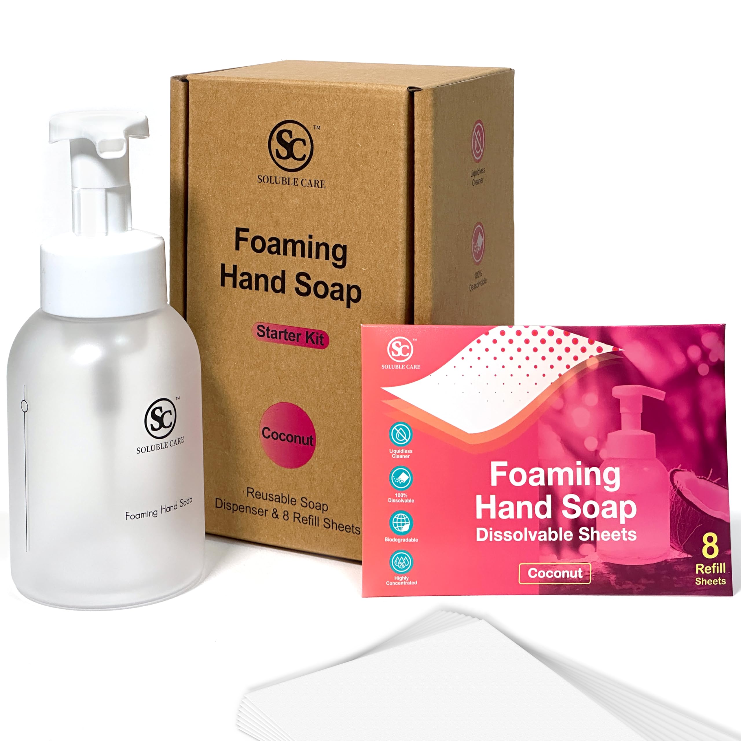 Soluble Care Foaming Hand STF9 Soap Dissolvable Sheet Starter Kit