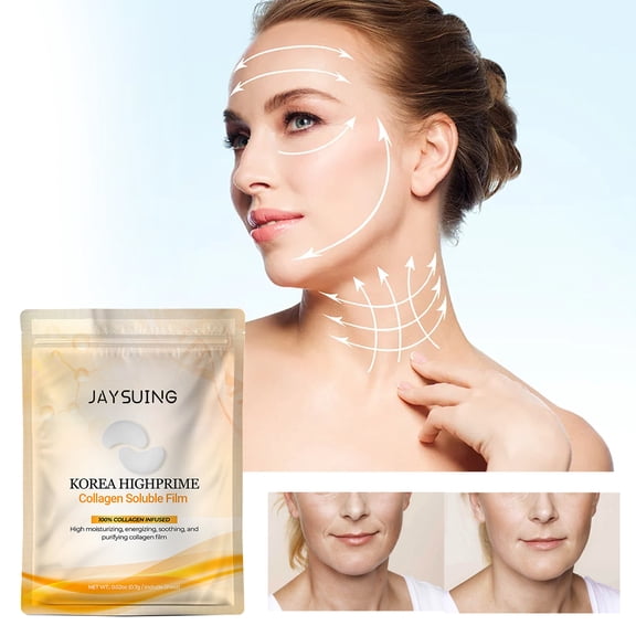 Soluble Collagen Film Mask for Eye Contour, Forehead, Cheeks to Reduce Fine Lines and Moisturize and Tighten