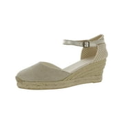 Soludos Womens Linen Ankle Strap Wedge Sandals