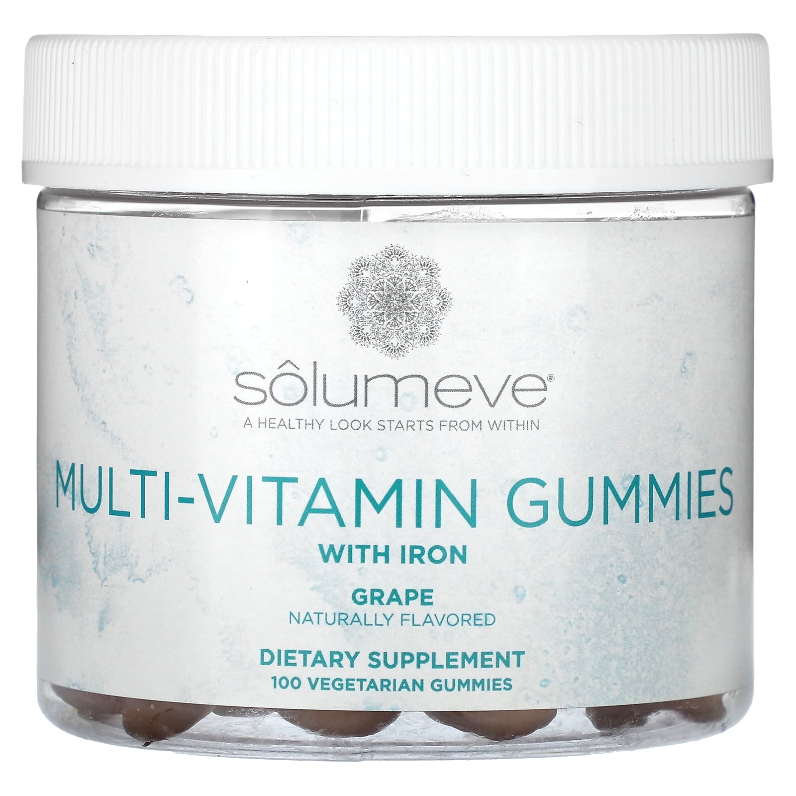 Solumeve MultiVitamin Gummies with Iron, Gelatin Free, Grape, 100
