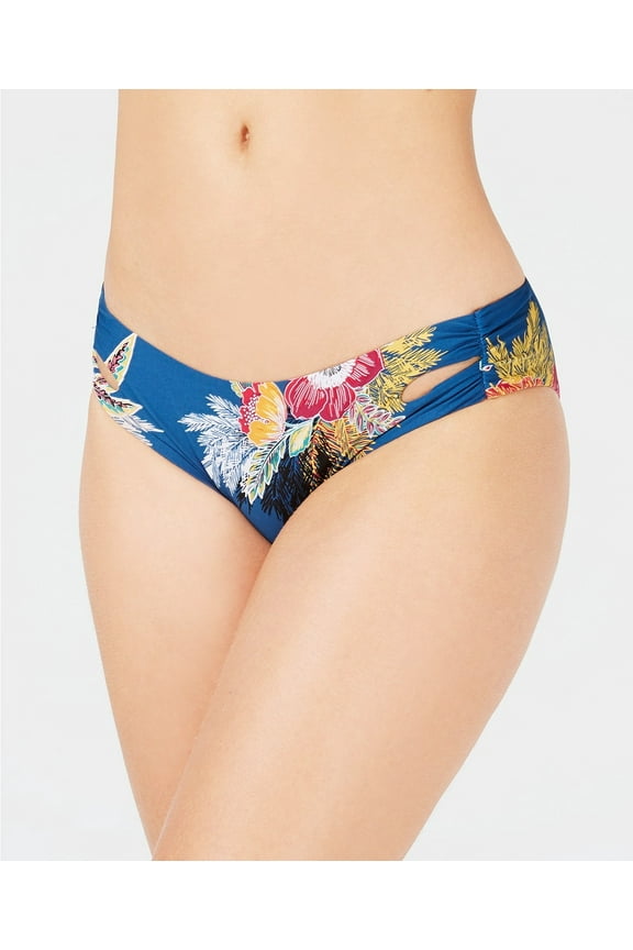 Womens Shirred Cutout Bikini Bottoms;Small