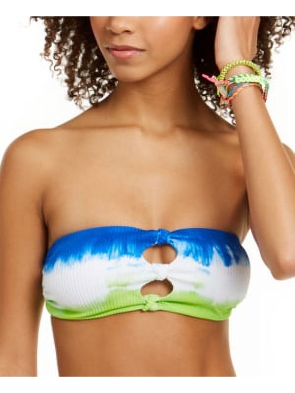 LIME Moonlight Tie-Dye Bandeau Bikini Swim Top, US Large