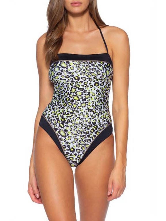 Women's Into The Wild Leopard Print Bandeau One Piece Swimsuit Wild S