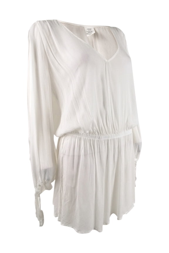 Women's Solaris Split-Sleeve Dress Swim Cover-Up (L, White)