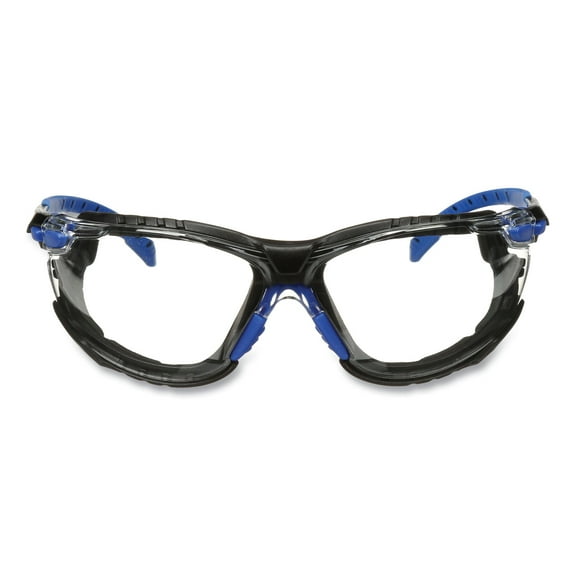 Solus 1000 Series Safety Glasses, Black/Blue Plastic Frame, Clear Polycarbonate Lens | Bundle of 5 Each