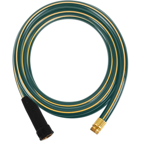 Solution4Patio Short Leader Green Garden Hose 5/8 in. x 12 ft. -Kink Free, Leakproof, Male/Female Fittings -Heavy Duty Durable Flexible Lightweight Water Pipe -Brass Aluminum Ends for Household &