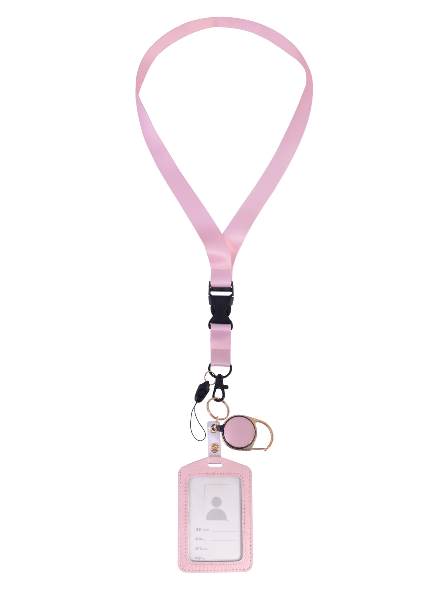 Solutions 3-Piece Pink Badge Reel Lanyard ID Holder Set for Work, School & Professionals