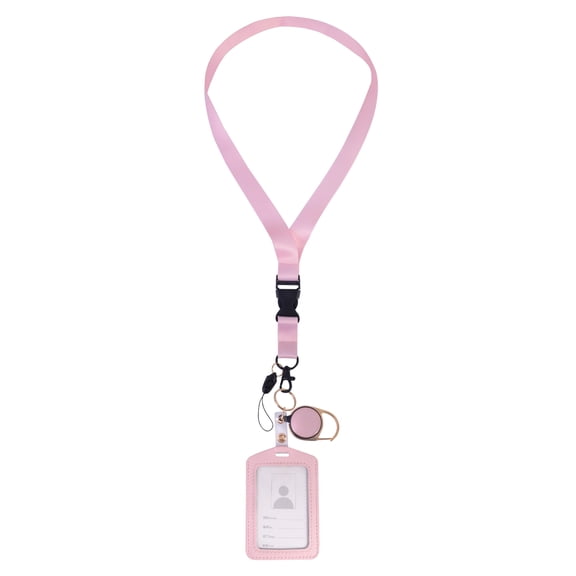 Solutions 3-Piece Pink Badge Reel Lanyard ID Holder Set for Work, School & Professionals