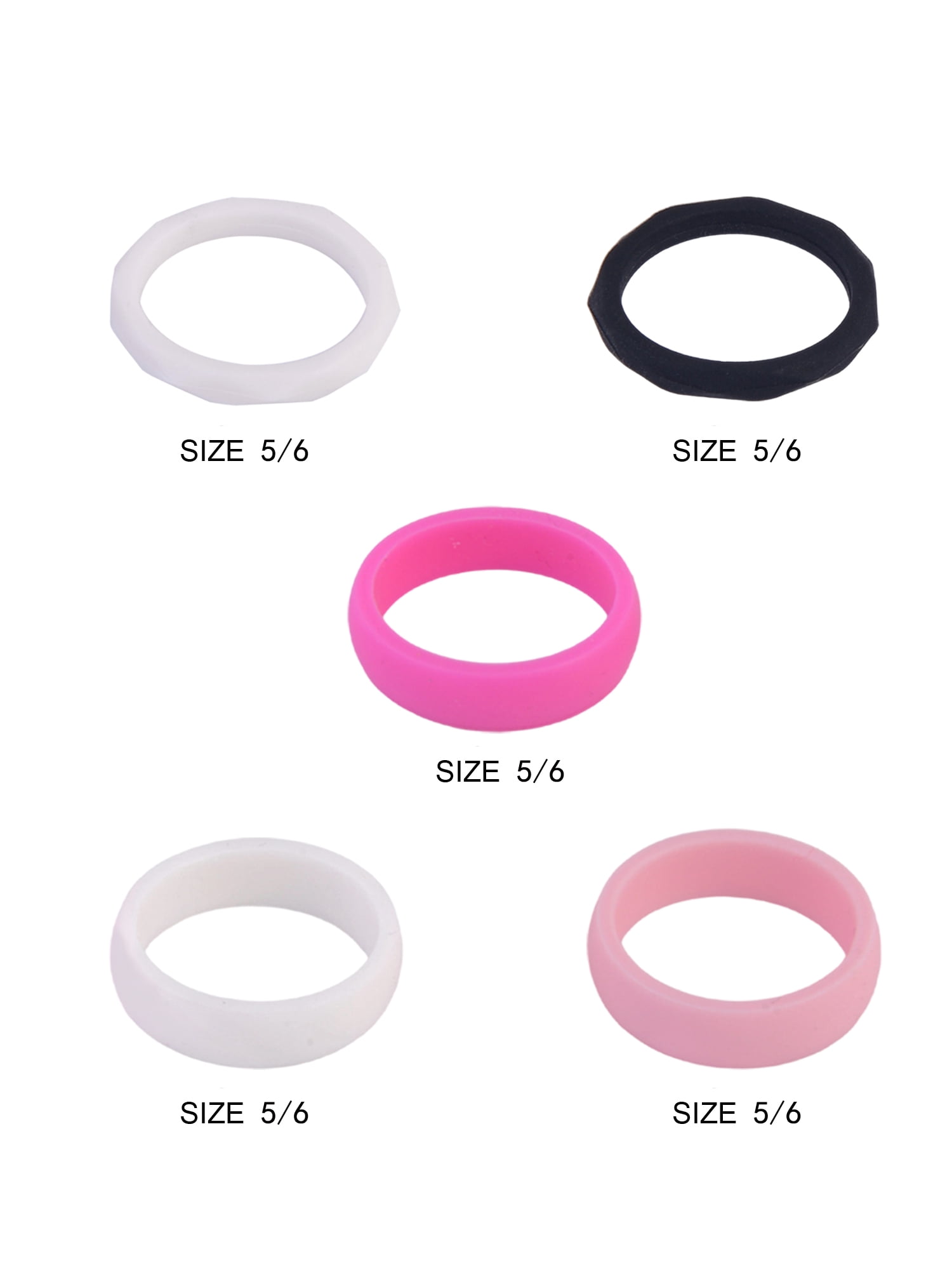 Solutions Adult Female 5 Piece White and Pink Silicone Ring Set, Size 5 ...