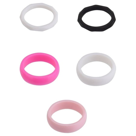 Solutions Adult Female 5 Piece White and Pink Silicone Ring Set, Size 7/8 - No Stone