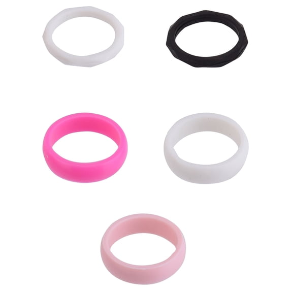 Solutions Adult Female 5 Piece White and Pink Silicone Ring Set, Size 7 ...