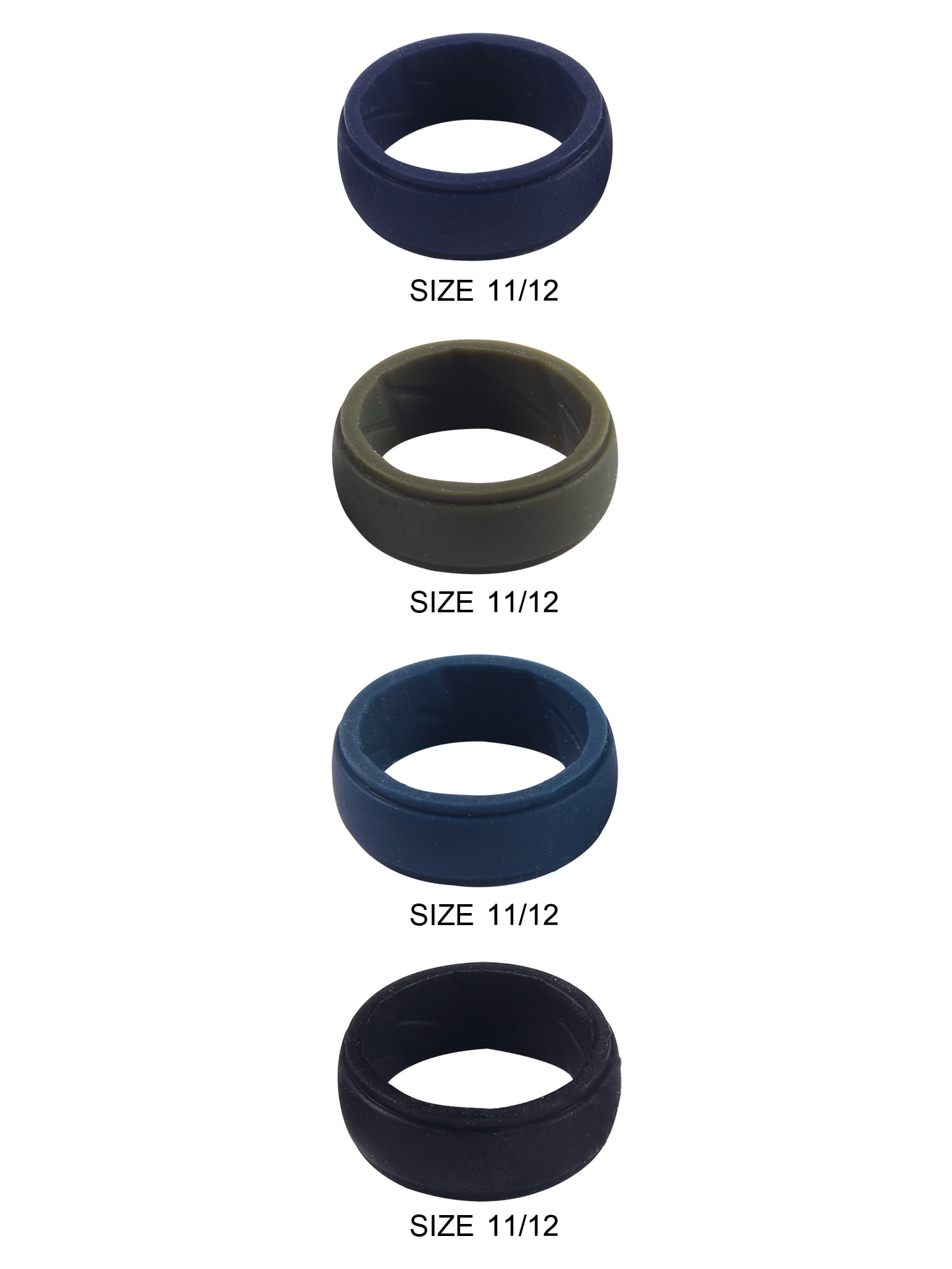 Walmart exclusive discounts  Solutions Adult Male 4pc Blue Army Green Black Silicone Ring Set - Size 11/12