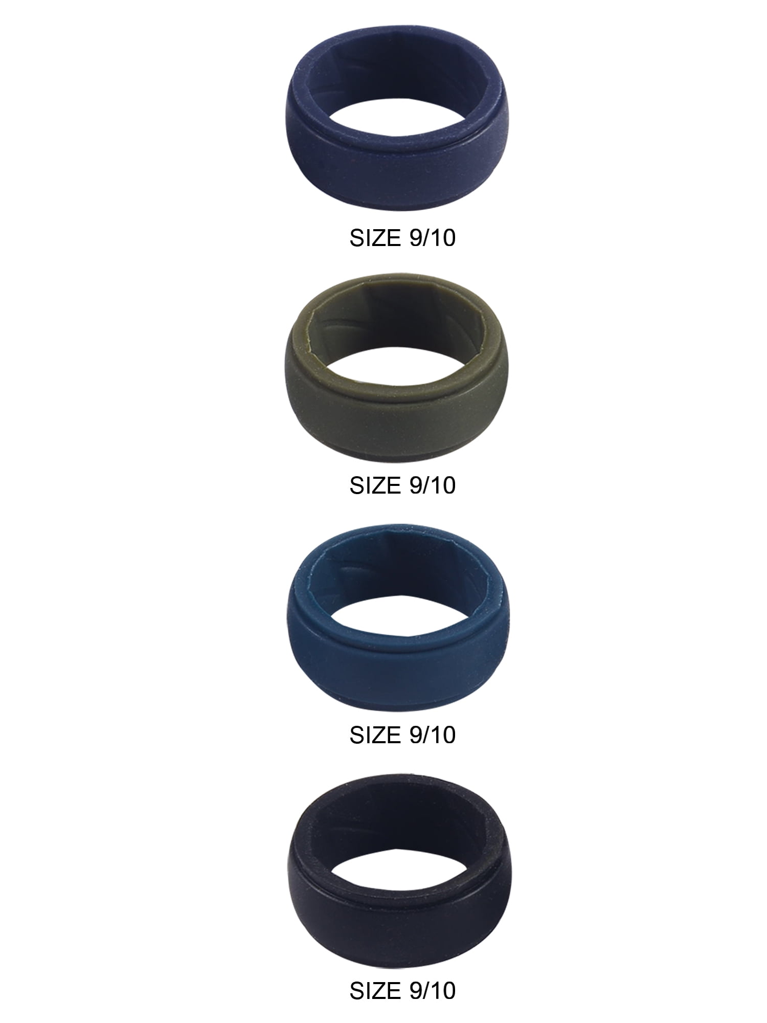 Walmart exclusive discounts  Solutions Adult Male 4pc Blue Army Green Black Silicone Ring Set - Size 9/10
