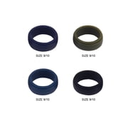 Solutions Adult Male 4pc Blue Army Green Black Silicone Ring Set - Size 9/10