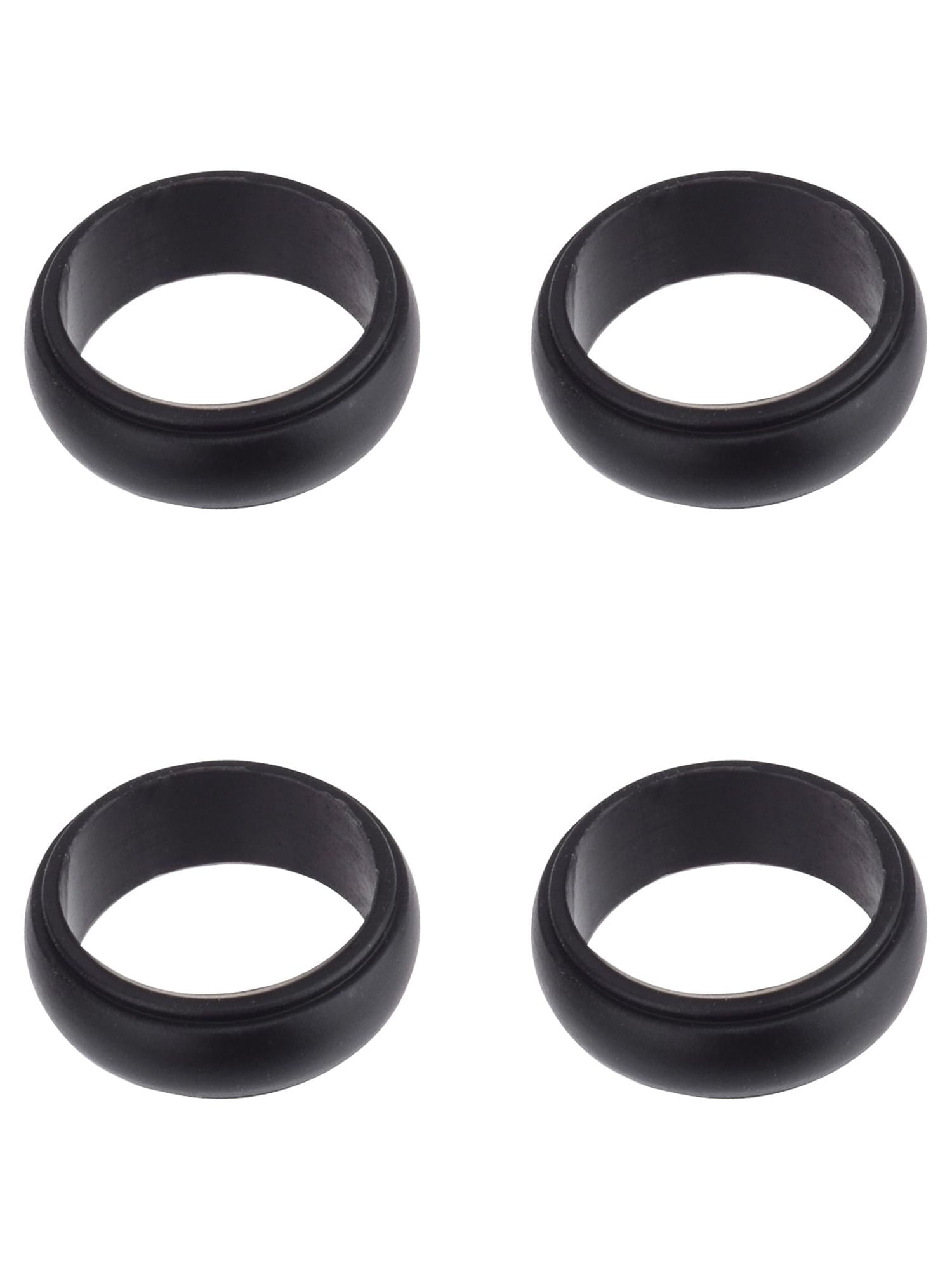 Solutions Men's 4 Piece Black Silicone Ring Set, Size 9/10 No Stone