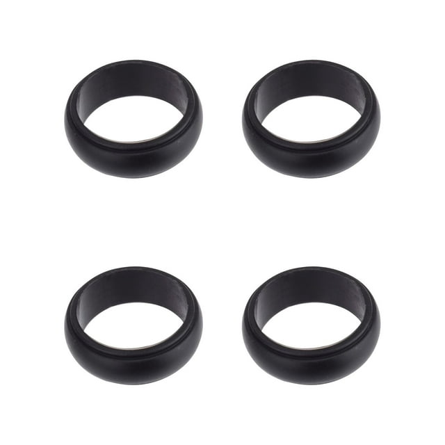 Solutions Men's 4 Piece Black Silicone Ring Set, Size 9/10 No Stone