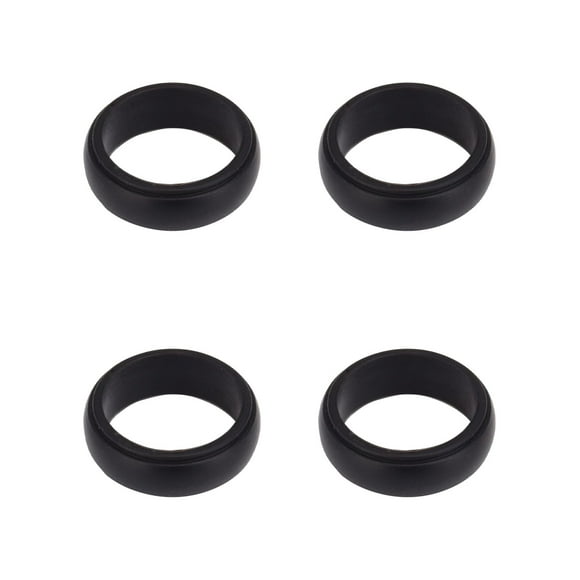 Solutions Adult Men's 4 Piece Black Silicone Ring Set, Size 11/12 - No Stone