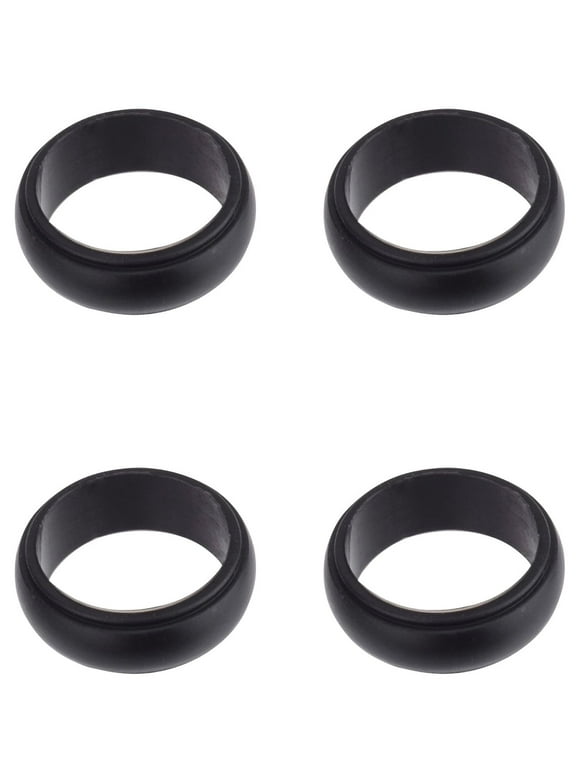 Solutions Adult Men's 4 Piece Black Silicone Ring Set, Size 9/10 - No Stone