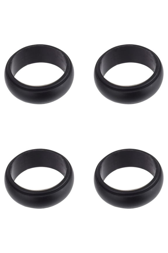 Solutions Adult Men's 4 Piece Black Silicone Ring Set, Size 9/10 - No Stone