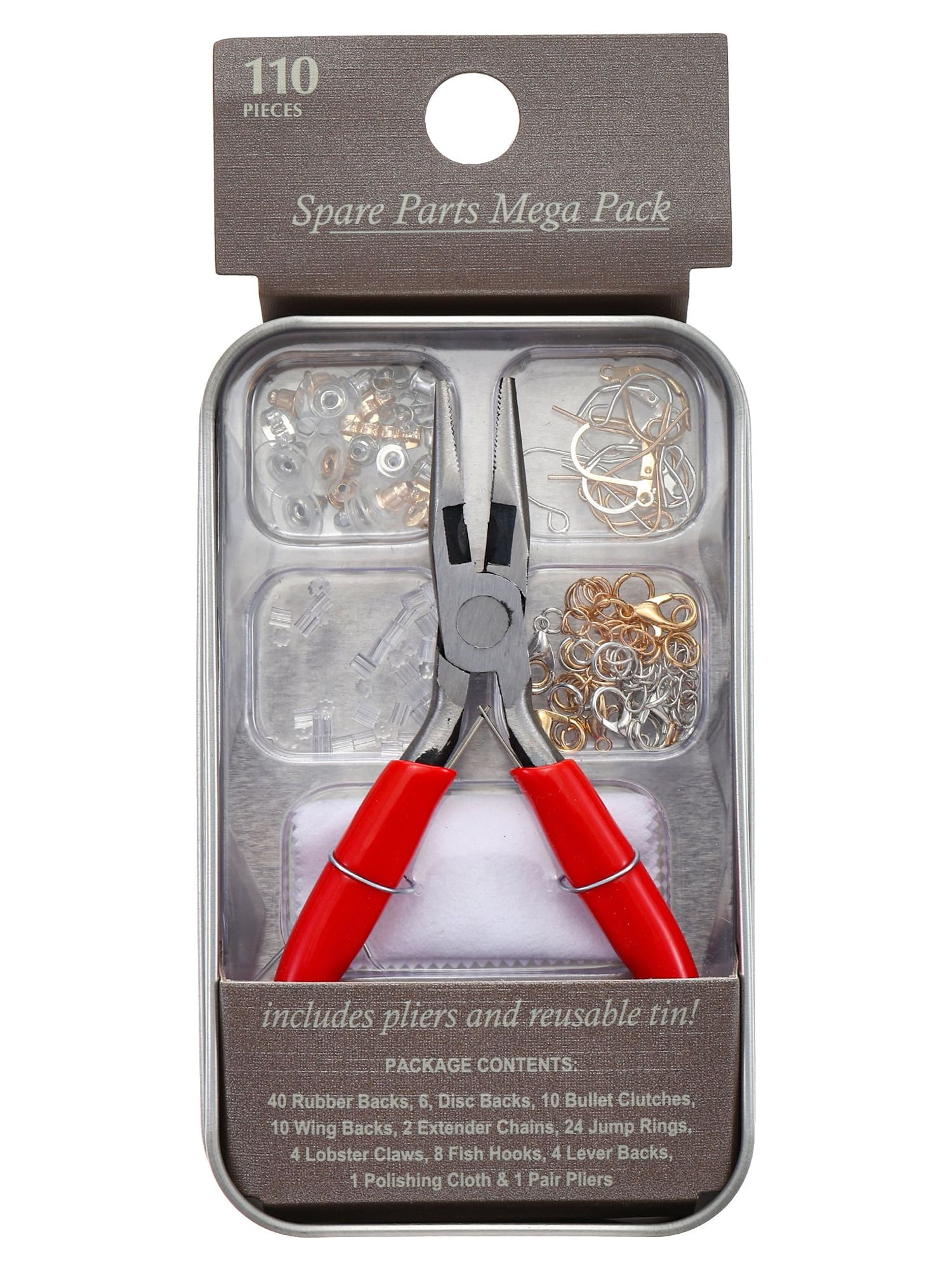 Solutions Jewelry Spare Parts Tin with Pliers and Polishing Cloth ...