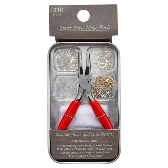 Solutions Jewelry Spare Parts Tin with Pliers and Polishing Cloth