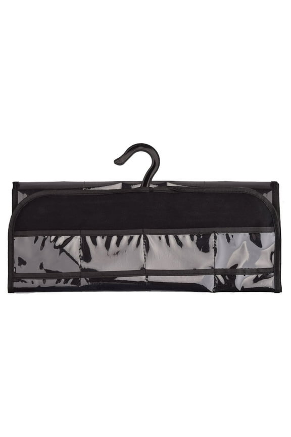 Solutions Women's Adult Female Black Non-Woven Fabric and Vinyl Hanging Jewelry Organizer, 16.5" x 21"