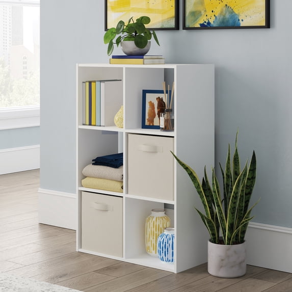 Sauder Solutions 6-Cube Bookcase Storage Cubby Unit, White Finish ...
