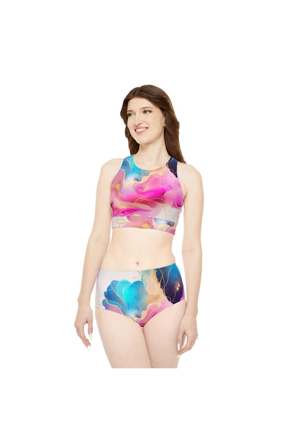 Sporty Bikini Set (AOP) Alcohol Ink