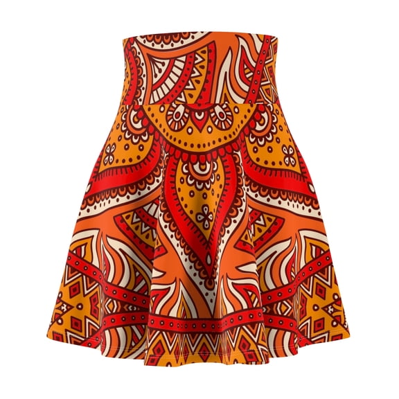 Soluvd Women's Skater Skirt Orange Mandela