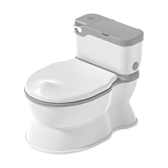 Soluxeo 2-in-1 Toddler Potty Training Toilet, Detachable Training Seat, Wipes Storage & Toilet Paper Holder, Realistic Flush Sound, Fits Boys & Girls Ages 1-3, Gray