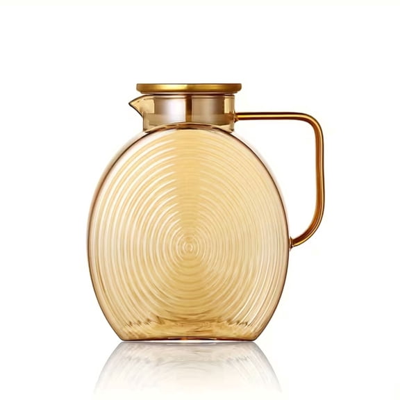 Soluxeo 77oz Glass Water Pitcher with Gold Lid, 2.2L Large Capacity Jug with Wide Handle for Fridge, Iced Tea, Lemonade, Juice & Coffee| Gold