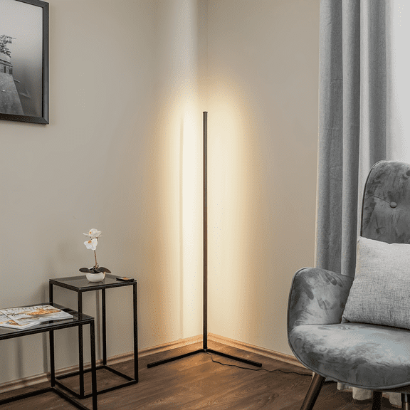 Soluxeo Corner Floor Lamp, Smart RGB LED Ambient Floor Lamp with App and Remote Control, Music Sync, Timer Setting, LED Lamp for Bedroom, Living Room, Gaming Room