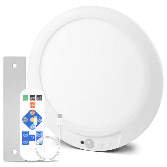 Soluxeo LED Ceiling Light,Rechargeable Flush Mount Ceiling Light with Motion Sensor & Remote Control Suitable for Bathroom, Hallway, Porch