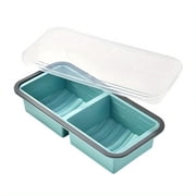 Soluxeo Silicone Freezer Molds with Lids, 2-Cup Soup Container Style Ice Cube Trays for Freezer, Suitable for Frozen Broth, Leftovers & Meal PrepBlue-2Grid