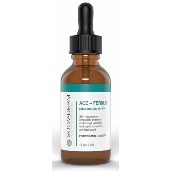Solvaderm Ace-Ferulic Antioxidant Serum Vitamin A, C, E + Ferulic Acid Fights Free Radicals, Improves Skin Tone, Reduces Wrinkles Anti-Aging, Hydrating Serum for All Skin Types
