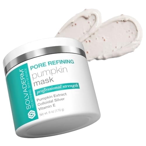 Solvaderm Pore Refining Pumpkin Mask - Self-Warming - Hydrates Cleanses & Exfoliates for Radiant Skin - Absorbs Dirt, Excess Oils, and Reduces Pore Size - Pumpkin, Vitamin E & Ceramide NP - 6 oz