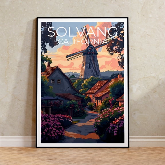 Solvang California Windmill Travel Wall Art Decor Unframed Paper Print