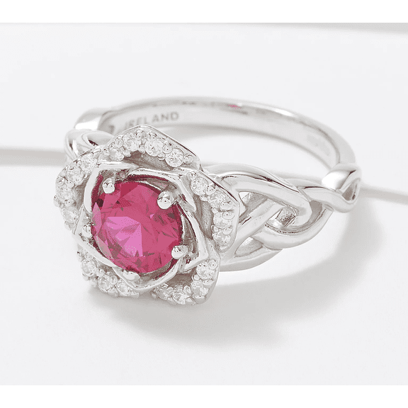 Solvar Diamonique Sterling Silver Celtic Rose Ring, Size 6